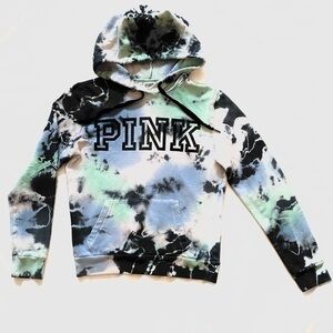PINK SIZE XS tie dye hoodie sweater. EEUC.